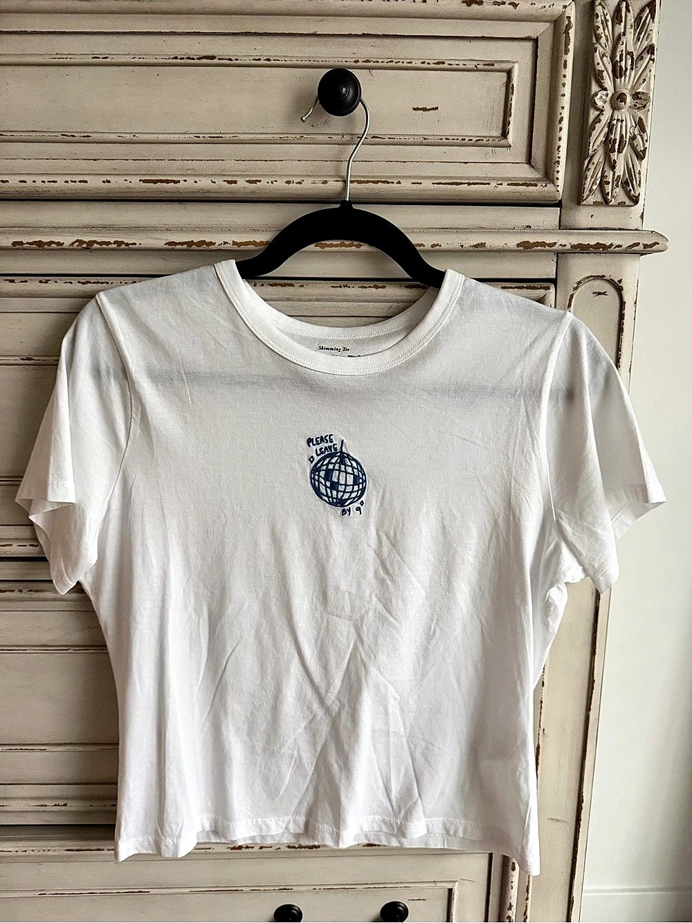Abercrombie & Fitch Short-Sleeve Disco Ball Graphic Skimming Tee | White | Small